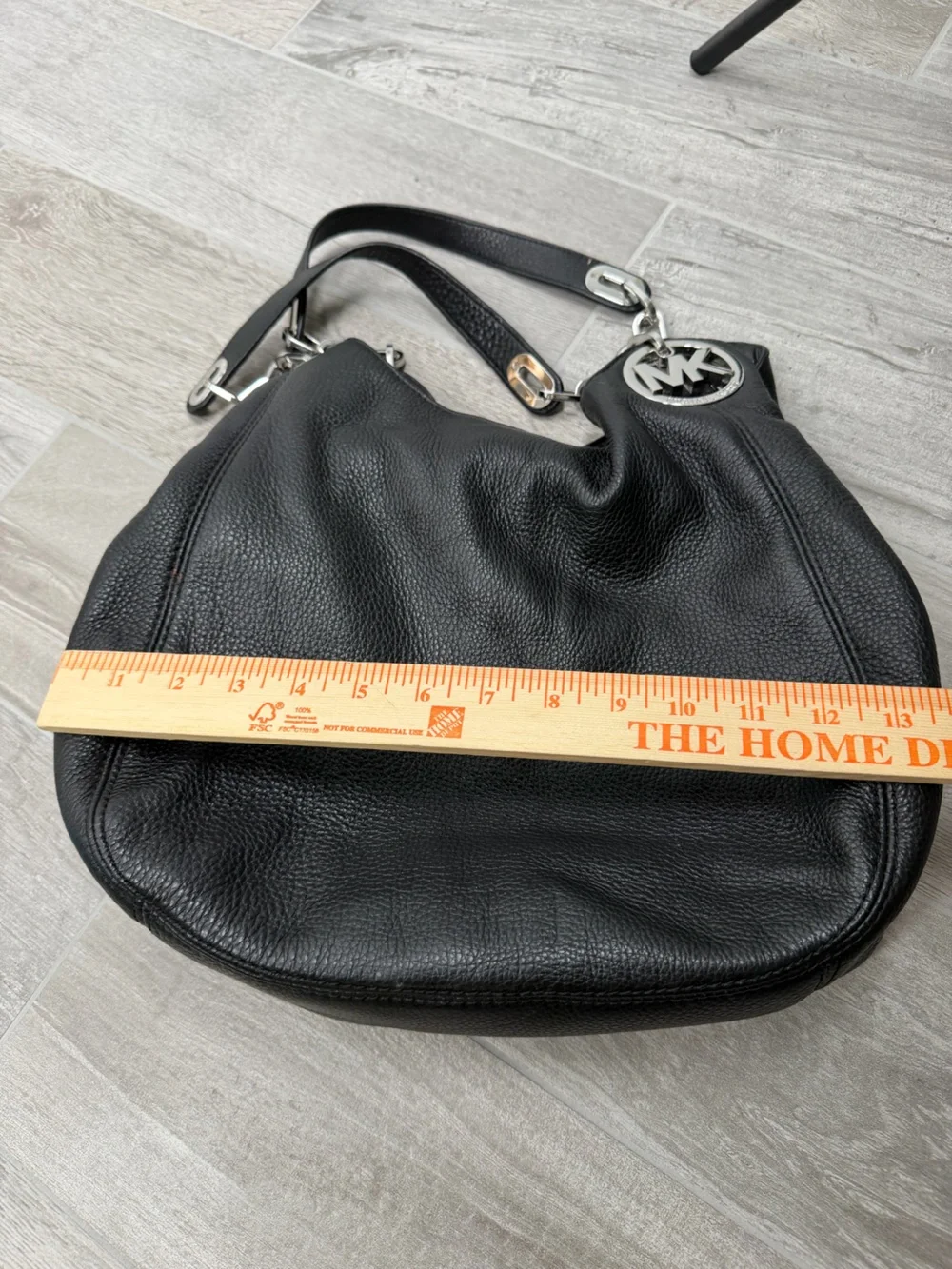 Michael Kors Fulton black pebbled leather large shoulder bag